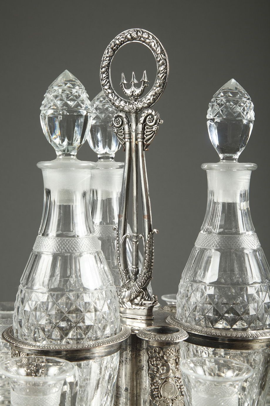 CRYSTAL AND SILVER-PLATED LIQUEUR SERVICE FROM THE CHARLES X PERIOD 