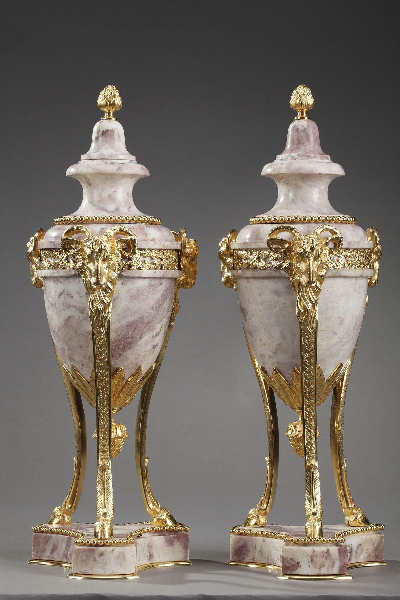 LARGE PAIR OF MARBLE CASSOLETTES IN LOUIS XVI STYLE  