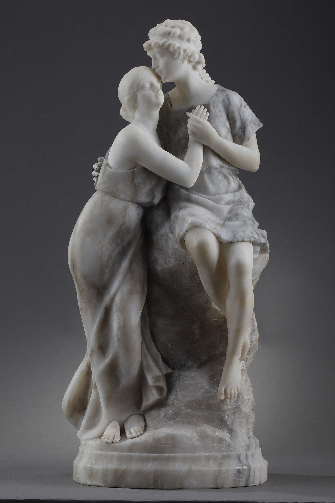 Hélène and Pâris in marble and alabaster